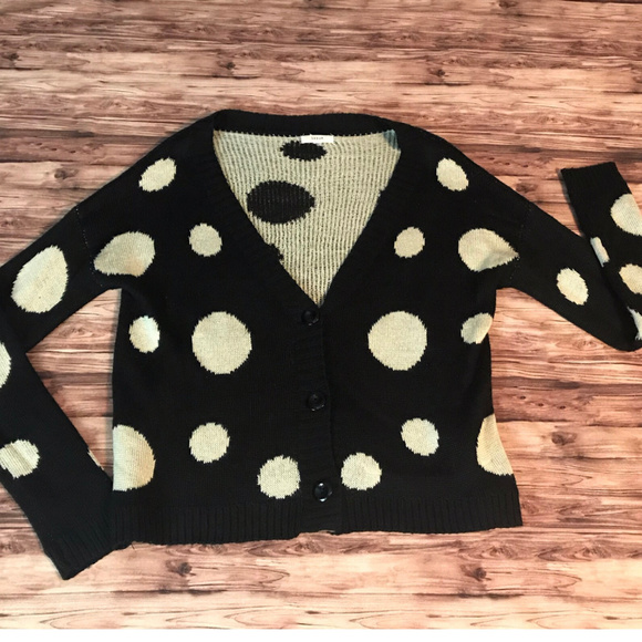 Issue Sweaters - Cream & Black Print Cardigan Sm/Med
